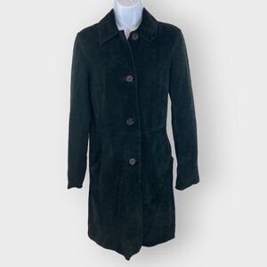 Siena Studio Womens Long Line Leather Jacket | S | Green | Western Prairie Boho